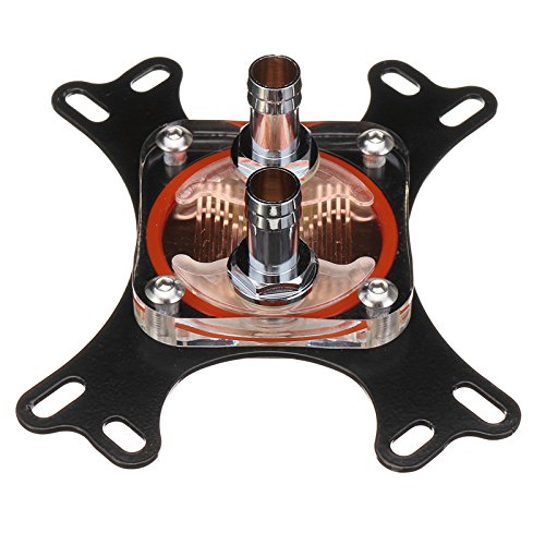 Ochoos 50mm Copper Base CPU Water Cooling Block Waterblock with 2 Pagodas for AM4