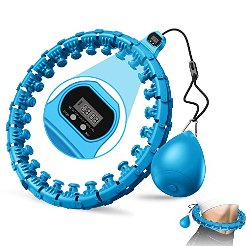 SEEROY Smart Weighted Fit Hoop for Adults Weight Loss,2 in 1 Adomen Fitness Massage Infinity Hoop,24 Detachable Knots & Size Adjustable, With Timer & Counters.Great for Adults and Beginners