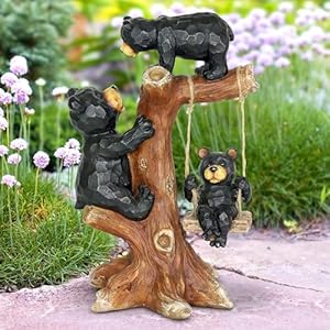 Exhart Garden Sculpture, Bear Family Tree Garden Statue with Real Swing, Outdoor Lawn and Yard Art Decoration, 9 x 6.5 x 14 Inch Exhart Garden Sculpture Bear Family Tree Garden Statue with Real Swing Outdoor Lawn and Yard Art Decoration 9 x 65 x 14 Inch