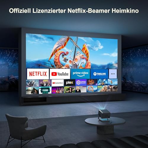 Smart Beamer【Netflix Official & Dolby Audio 】 Autofokus/Trapezkorrektur Beamer WiFi6 Bluetooth Full HD 1080P Video Projektor Heimkino/Outdoor Projector für Handy/PC – Bild 3