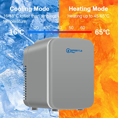 WANNYTON Kleine draagbare koelkast van 4 liter, minikoelkast met koeling en verwarming, koelbox voor in de auto voor cosmetica, ruimte voor 6 blikjes, grijs, 220 V/12 V, 24,5 x 18,5 x 27 cm - Afbeelding 4