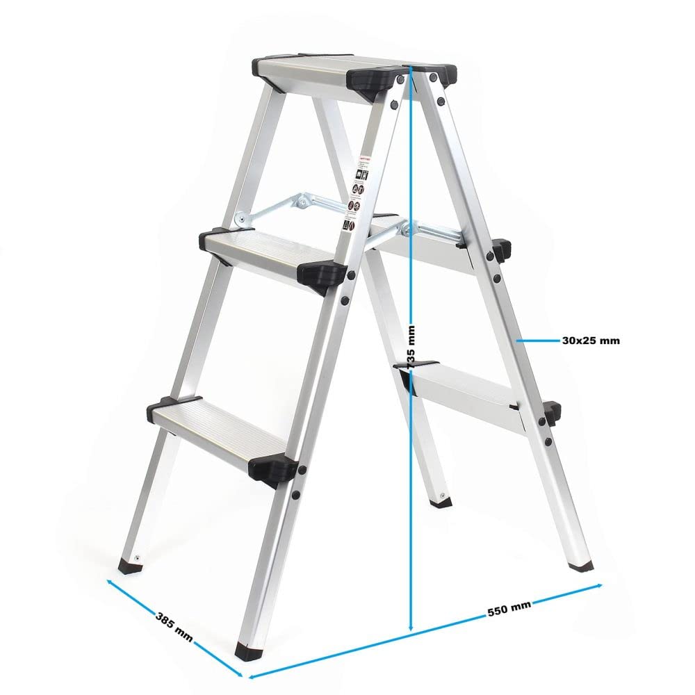 TREPPE Aluminiowa składana drabina dwustronna nożycowa 3 stopnie