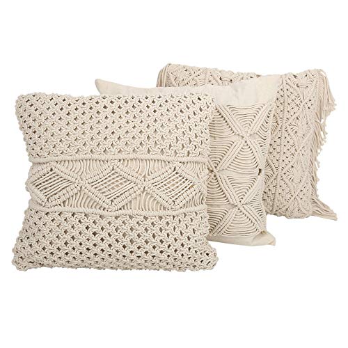 Rajrang Bringing Rajasthan To You Cotton Cable Knit Throw Pillow Covers Soft And Cozy Bohemian Home Decorative Macrame Cushion Cases For Bed And Couch 18 X 18 Inches #TOP2