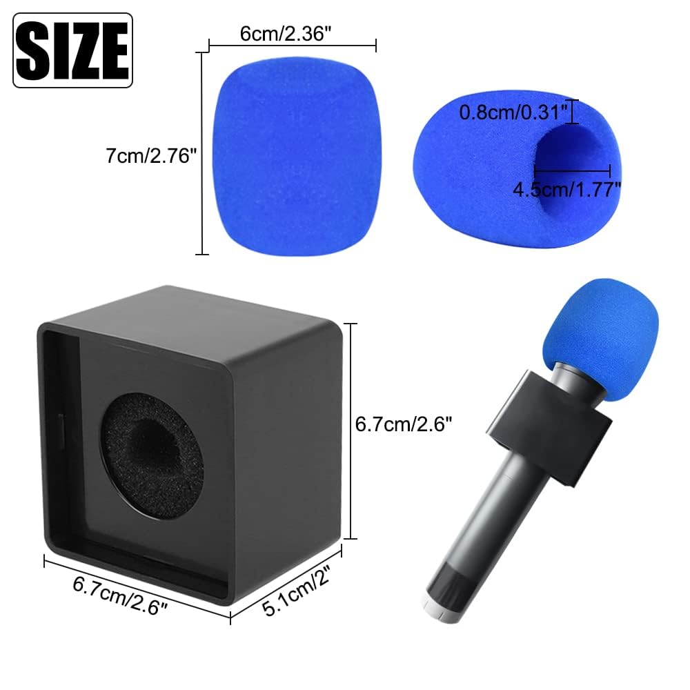 RETON 2-pak Mikrofon Flaga Stacja Kwadratowa Kostka Wywiad Logo Mikrofon z 10 szt. Osłona z pianki mikrofonowej