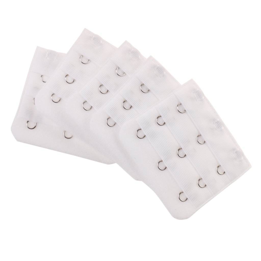 5pcs Elastic Bra Strap Extension Bra Extenders 3x 3 Hook White-image-24