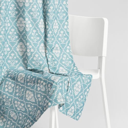 Image of haus & kinder Digital Printed Cotton Door Curtains 7 Feet Long Pack of 2 Door Curtains, 7 Feet Curtains for Door (Heritage Hues, Teal 130x213 CM)