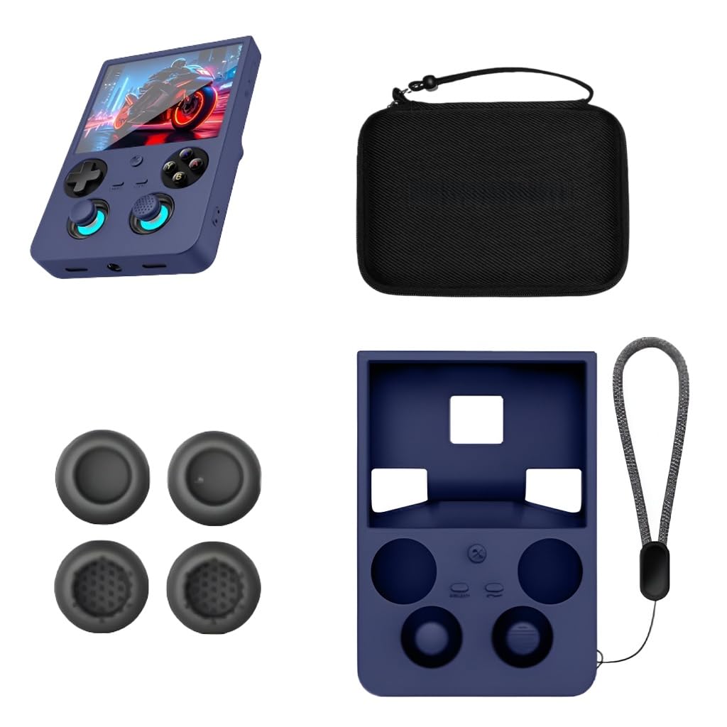 Protection Bundle Compatible with Anbernic RG 477V, for Full Protection, Portable Storage & Complete Kit (Blue)