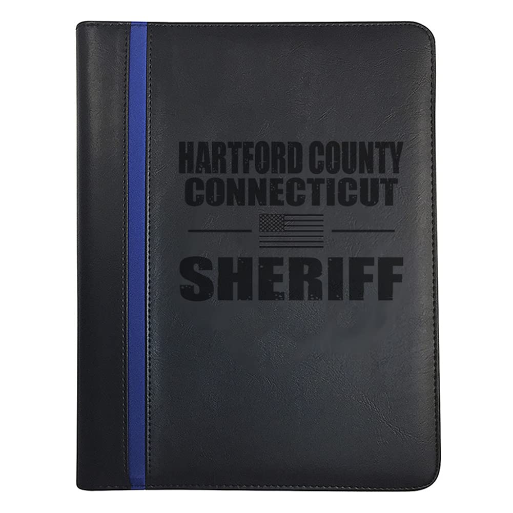Connecticut Hartford County All Counties Deputy Sheriff Padfolio Notepad Holder - Thin Blue Line Portfolio with Deputy Sheriff Prayer Print & 3 Police Laptop Stickers and a Police Car Magnet