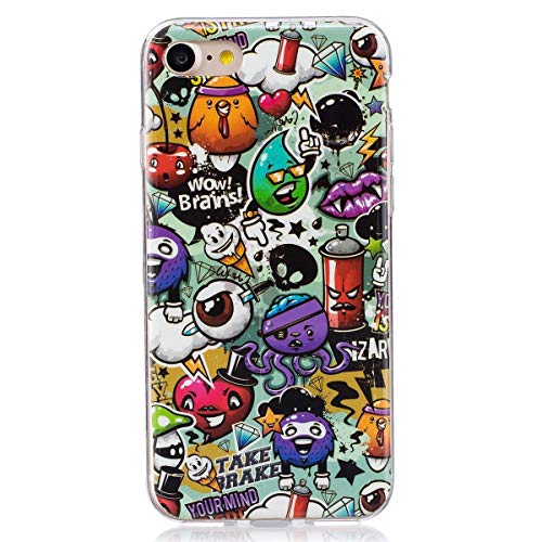 Funda Compatible con iPhone 7 Plus/iPhone 8 Plus, Carcasa Luminoso de Silicona Suave TPU Gel Diseño Dibujos Animados Noctilucent Ultra Fina Anti-Scratch Fluorescente Funda - Lindo Monstruo