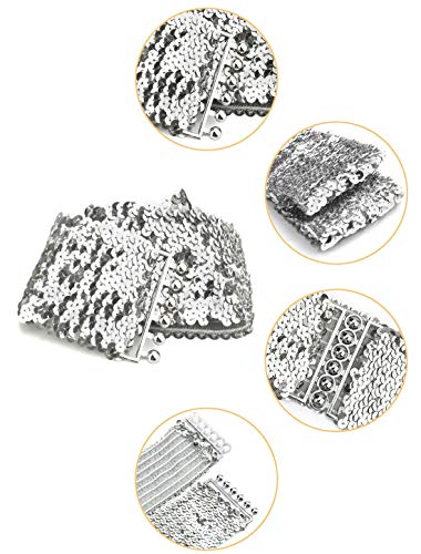 uxcell Ladies Sequins Decor Metal Interlooking Buckles Elastic Waist Belt2