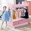 Cosvalve kids armoire dress up storage wmirror and drawersdress up closetcostume dress up wardrobe pretend storage closet wside pocket top shelf shoes storagelovely pink for girls room  urban country home decor