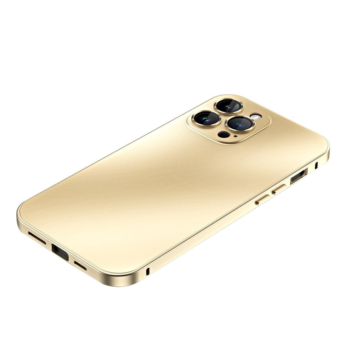 Custodia Per Iphone 15 Pro Max/15 Pro/15 Plus/15, Sottile Magnetica Metallo Custodia Con Ricarica Wireless, Custodia Protettiva Obiettivo A Copertura Totale(Gold2,15)