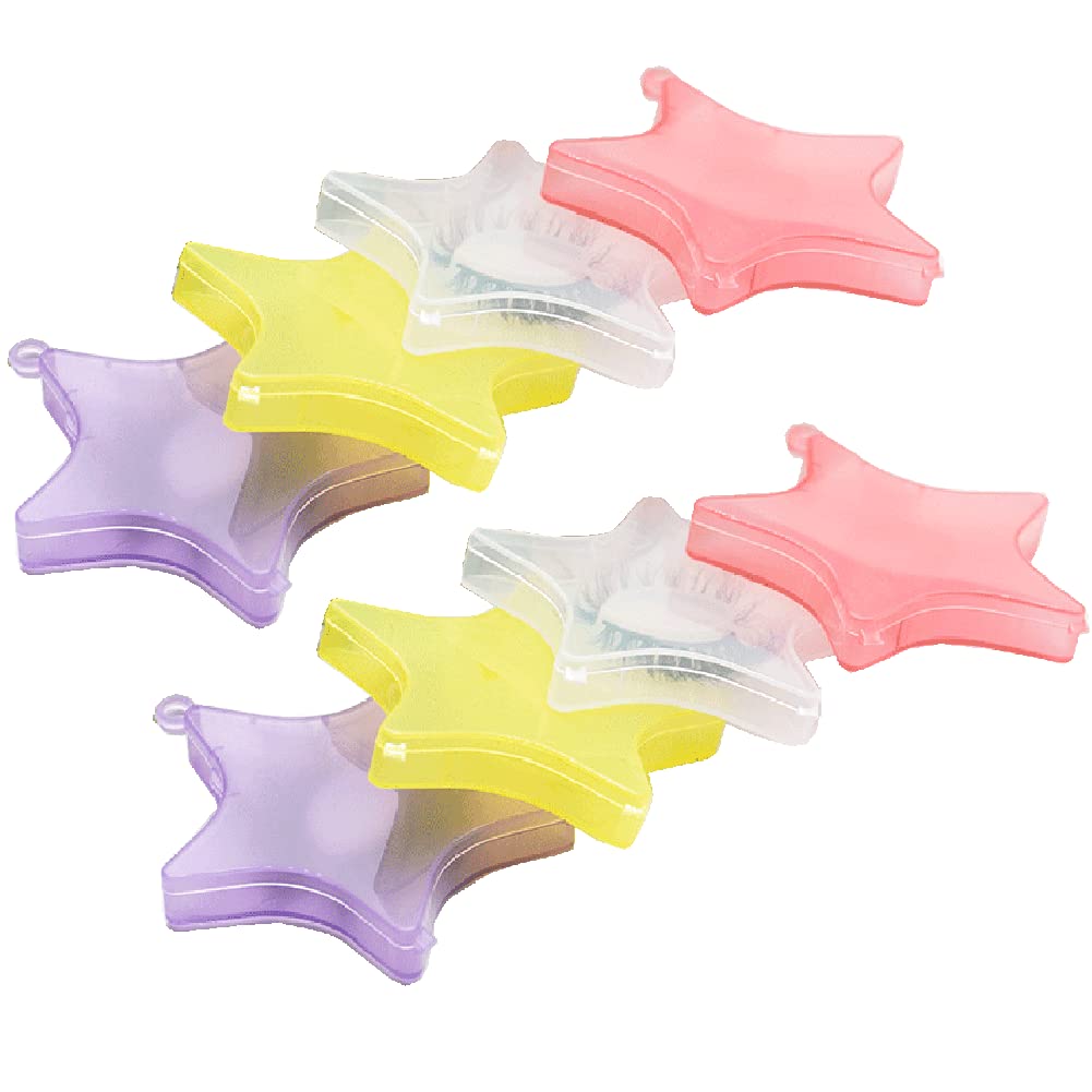 8Pcs Empty Plastic Lash Boxes Star Shape Eyelash Storage Box Travel Case 3D False Eyelashes Packaging Gift Boxes Holder Organizer for Women Girl Eyelash Storage and Packaging, 4 Colors