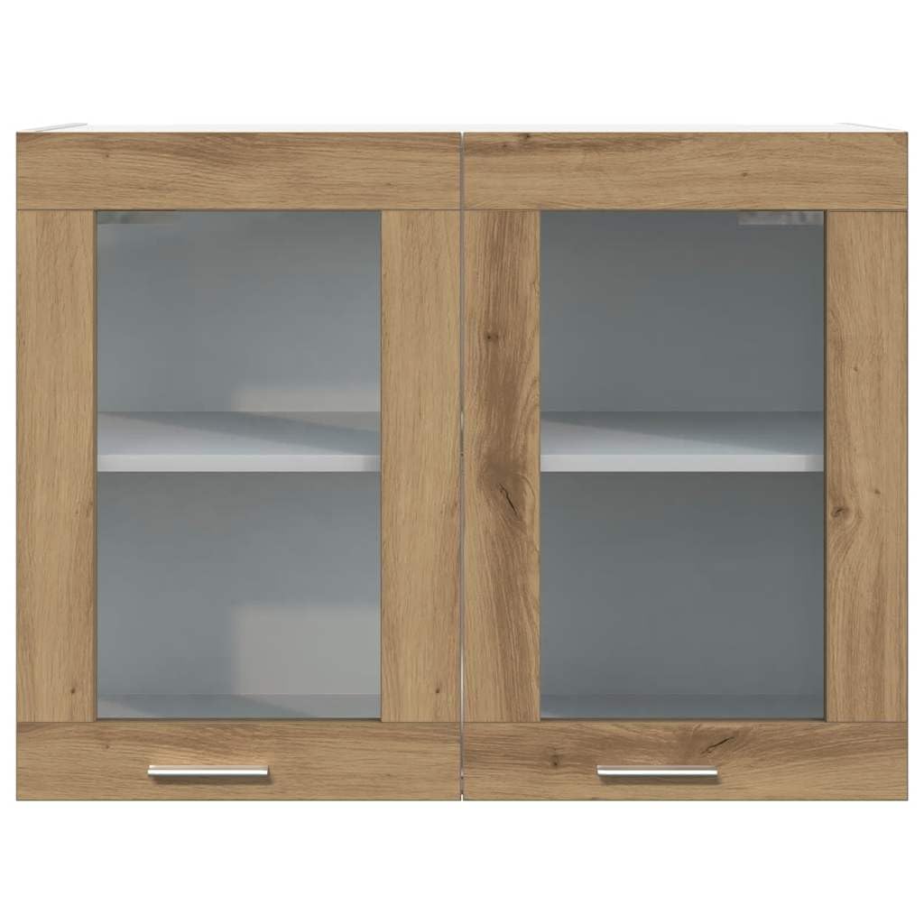 vidaXL Hängeglasschrank Lyon Artisan-Eiche 80x31x60 cm Holzwerkstoff, Hängeschrank, Einbauküche, Küchenzeile, Küchenmöbel, Oberschrank, Küchenschrank