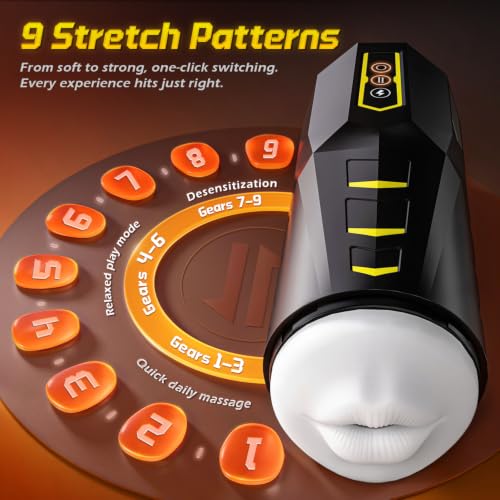 Image of Male Masturbator Pocket Pussy Oral Sex Toys for Men - Adult Men Sex Blowjob Toy with 9 Vibrating & 10 Thrusting, Flesh Soft 3D Textured Wrapped, Masturbators Light Sex Machine with Full Burst Mode