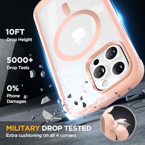 Image of Miracase for iPhone 13 Pro Case 6.1 inch,Full-Body Protection,Clear Bumper Case with Built-in 9H Tempered Glass Screen Protector,Military-Grade Drop Protection Outdoor Phone Case for iPhone 13 Pro,Pink