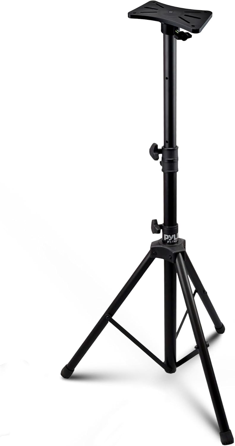 Pyle Mount Holder Heavy Duty Rubber Capped Tripod, Adjustable Height from 36.2 x 58.0 inches, Locking Safety PIN and 35mm Compatible Insert, On-Stage or In-Studio Use - PSTND1 Single