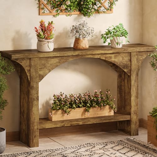 Tarnorci 55 Inches Console Table,2 Tier Farmhouse Entryway Table,Narrow Wood