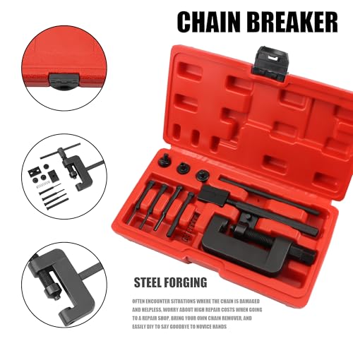 Image of Chain Breaker Tool Kit,Chain Riveting Repair Tool with Carrying Case For ATV Bicycle Motorcycle Cam and 25 to 630 Chains