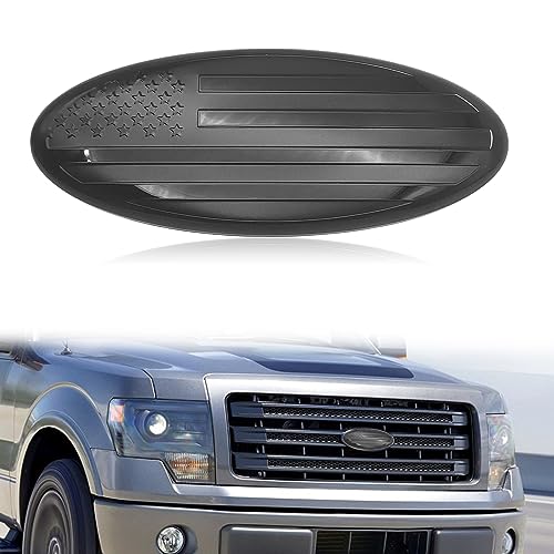 Image of Front Grille Emblem 9 Inch American Flag Emblem for Ford Sticker Badge Emblem Compatible with for 04-14 F150 F250 F350