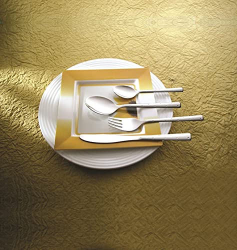 Image of SHAPES Feast Premium Silver Stainless Steel Cutlery Set - 24 Pieces | Rust-Resistant, Dishwasher Safe, Elegant Design | Ideal for Home and Restaurant Use, Perfect for Family Meals with Stand