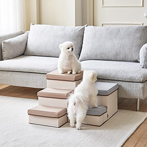Woolly Pet In Style Pet Storage Stepper, Foldable Multi Tier Pet Stairs With Size Of 20''X11''X12.5''(2T) / 27.5''X12''X15''(3T) Can Hold Up To 15Lbs Small&Medium Size Dogs (Grey, Solid) #TOP6