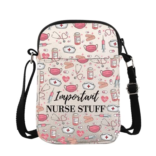 JXGZSO Nurse Crossbody Bag Important Nurse Stuff Shoulder Bag Crossbody Bag for Workouts, Outdoors, Medical Needs