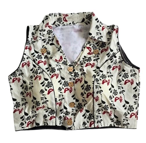 slagha Kolar Print Sleeveless Blouse with Buttons, Padded, Free Size with Alterable Margin-picture-35