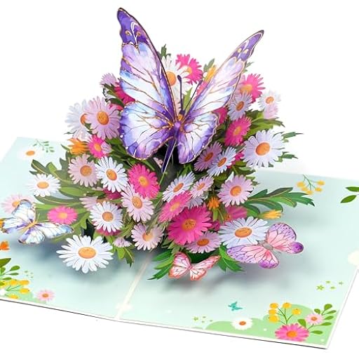 OFFCUP Tarjeta de Felicitación 3D, Tarjeta Pop-Up, Tarjeta de Regalo Emergente, Adecuado para Cumpleaños, Aniversarios, Graduaciones, Bodas, Jubilaciones (Daisy con Mariposa) | Ya disponible en tu tienda friki favorita! En mundofriki.es!
