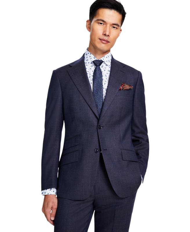 Tallia Men's Slim-Fit Stretch Solid Suit Jacket (Navy/Brown, 36R)