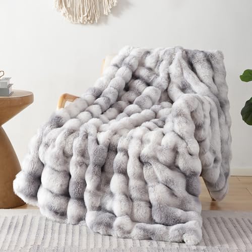 Smoofy Faux Fur Throw Blanket for Couch - Tie-dye...
