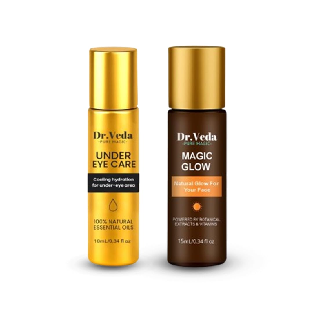 Eye Care Roll On 10ml & Magic Glow Roll On 15ml Combo – Dark Circles, Puffiness, Hydration & Brightening Serum for Daily Skin Glow