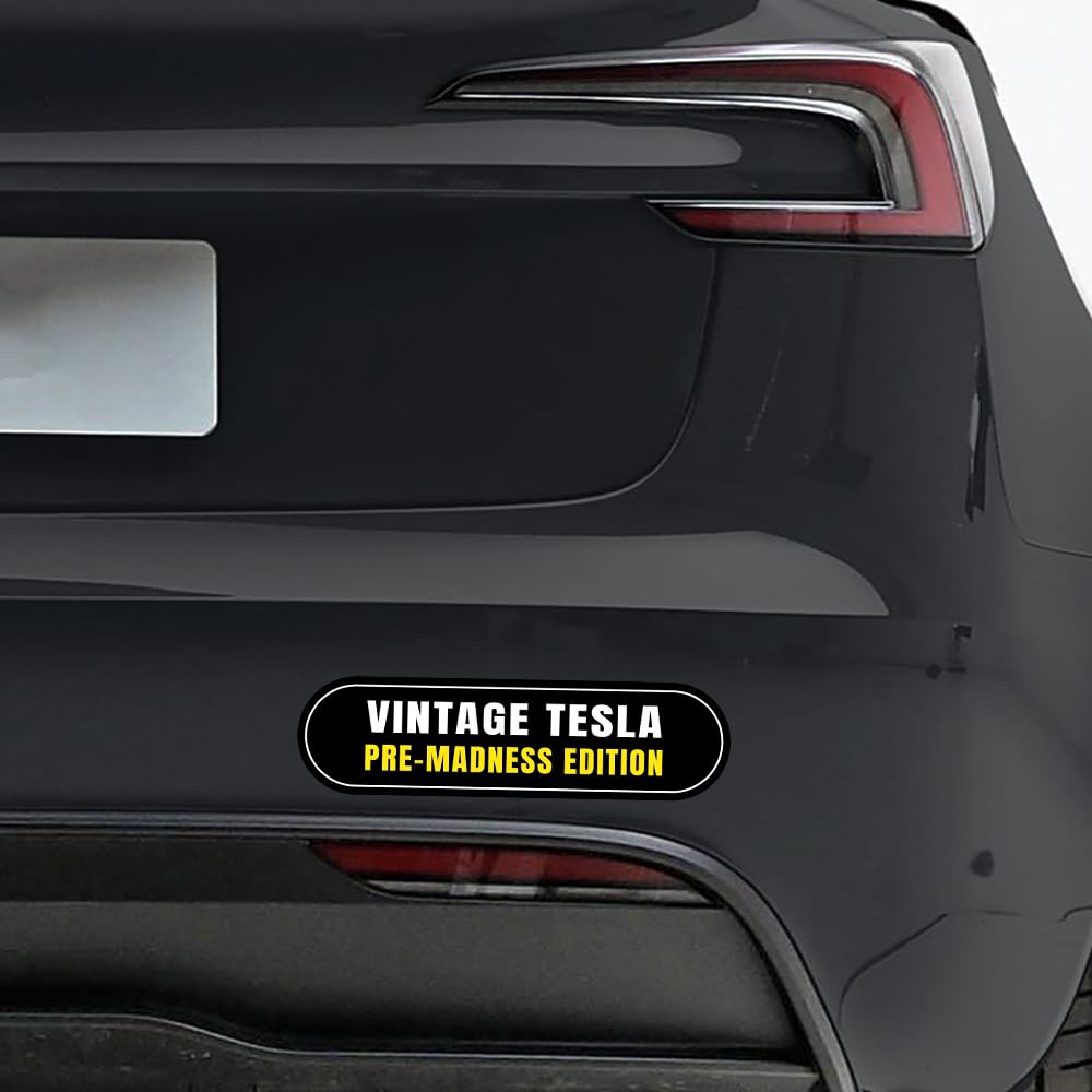 Autocollant Bumper Tesla 'Pre-Madness Series' No Elon Musk - Vinyl Noir Brillant, Fabrication USA