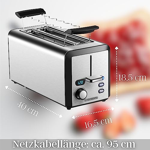 Toaster Langschlitz | 4 Scheiben Toastautomat | XXL | 1500 Watt | 6-Stufen Bräuneregler |...