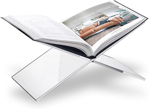 SK - Soporte para libros de acrílico transparente para libros de mesa auxiliar, resistente al agua y resistente