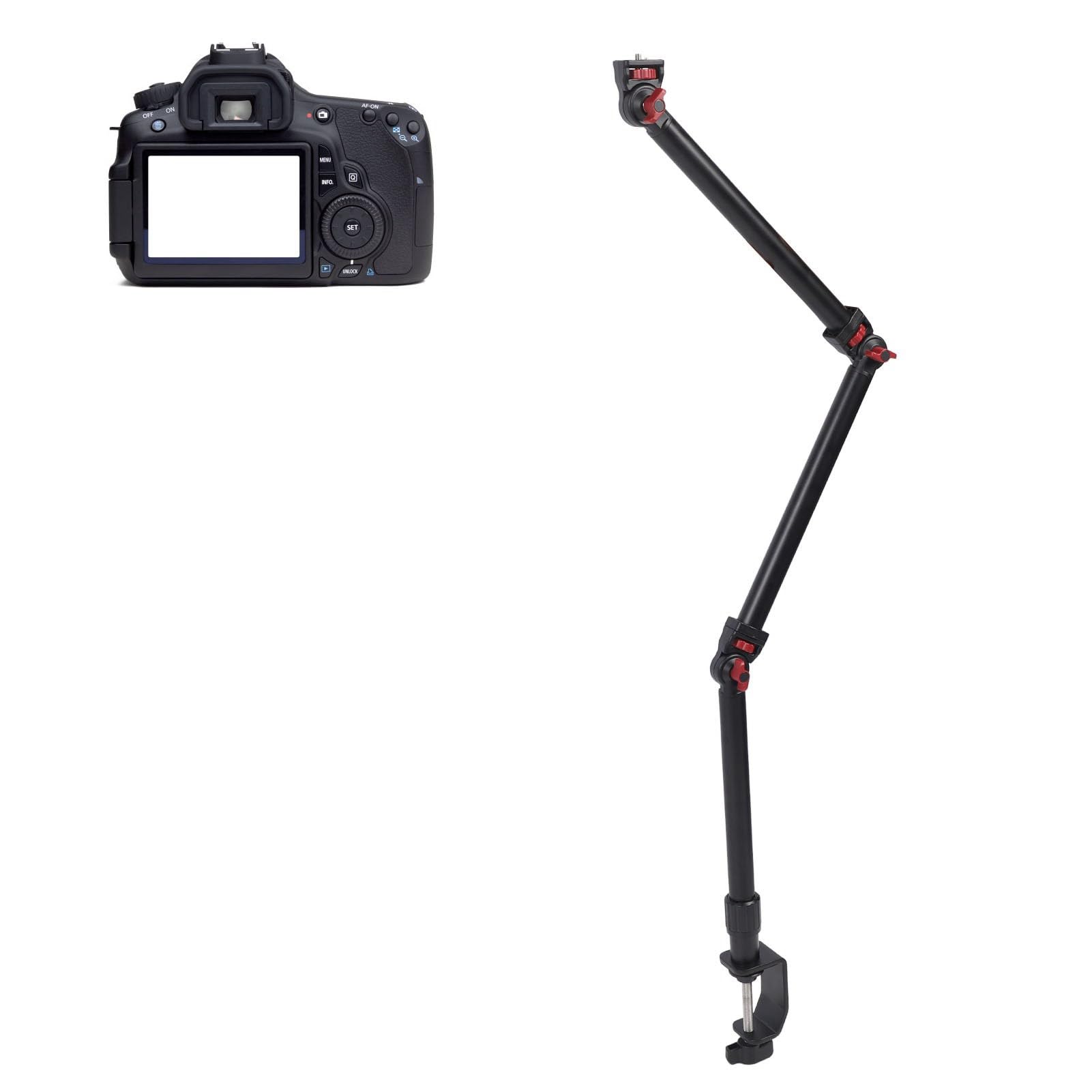 Alomejor Adjustable Overhead Camera Mount, Detachable Articulating Arm | Alluminio resistente, carico massimo 7,2 libbre, adatto per DSLR, webcam
