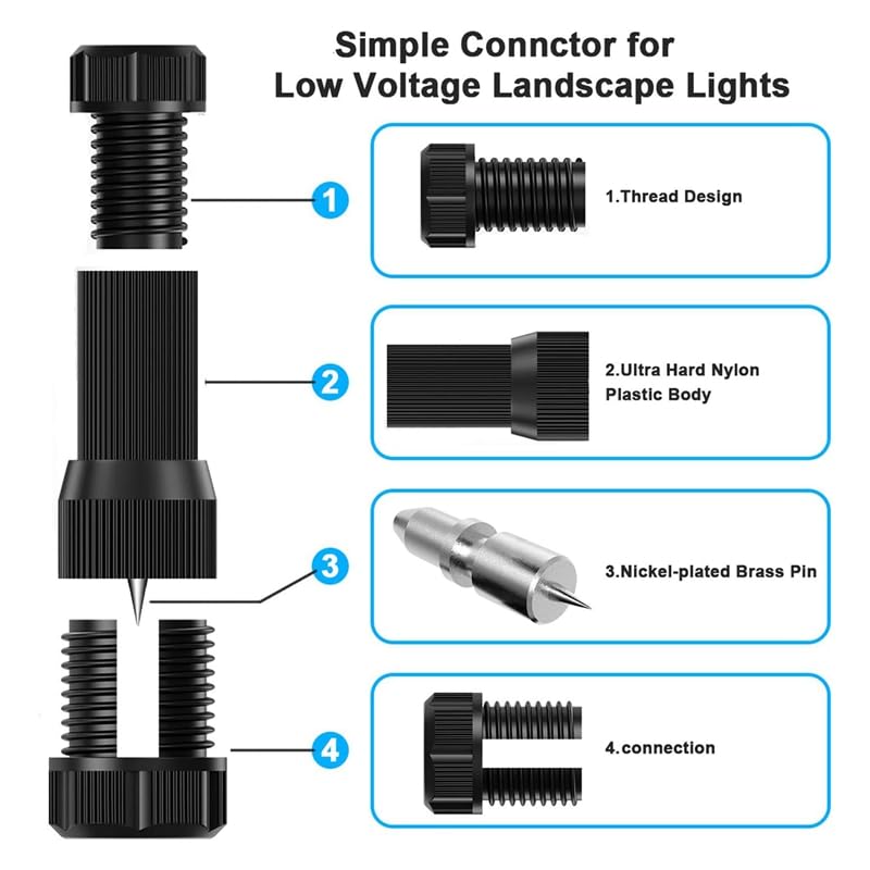 Wiring Connecting Terminals - 50Pack Landscape Lighting Connectors Garden Light Cconnectors Waterproof for Cable Landscape Light Connectors - (Color: Black)
