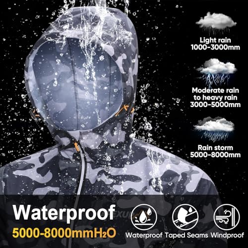 Image of APEXUP Packable Rain Jacket Men Waterproof Lightweight Raincoat with Hood