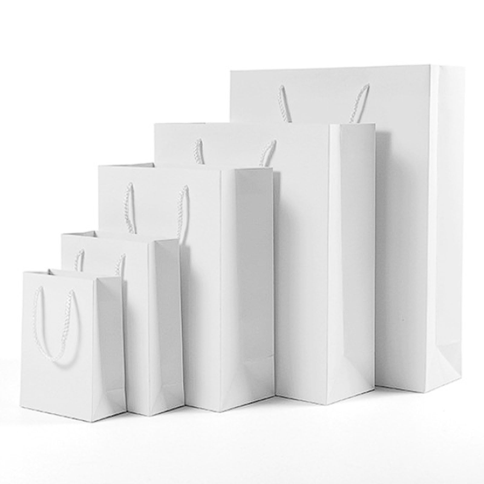 20er-Pack robuste Tragetaschen aus weißem Karton for Bekleidungsverpackungen, Brillen und Kosmetiktaschen mit Baumwollseilgriff(25 * 13 * 32cm)