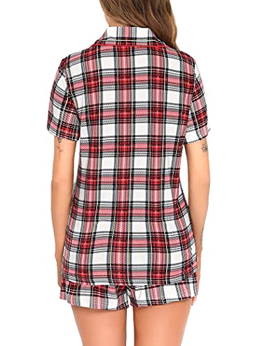 Image of Anjue Womens Pajamas Set Short Sleeve Sleepwear Button Down Nightwear Shorts Soft Pj Sets S-XXL