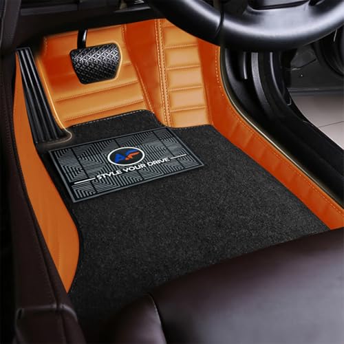 Image of Autofurnish Premium 9D Car Mat Full Set for Mahindra XUV 3XO (Automatic) 2024 || Luxury Leather Dual-Stitch Full Set 9D Car Floor Mat || 100% Waterproof || Color : Tan Tan