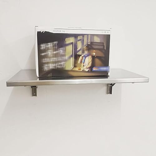 Miniatura 7 de QQXX Mesa plegable de acero inoxidable montada en la pared mesa de hojas verticales con soporte de metal estación de trabajo de computadora que