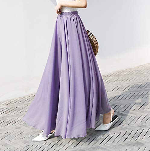 Womens Chiffon Retro Long Skirt Casual Flowy High Waist Beach Maxi Skirt3
