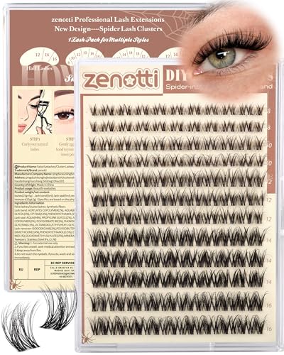 Spider Lash Clusters Wispy Eyelash Clusters Natural Breeze Lashes Cluster Venus Cluster Eyelash Extensions D Curly Cosplay Individual Lashes with Invisible Band DIY at Home 8-16mm by zenotti