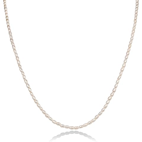 PAVOI 14K-18K Gold Plated Dainty Pearl Necklaces for Women - Station Beaded Choker Paperclip Chain Gold Pearl Necklace Bridal Jewelry