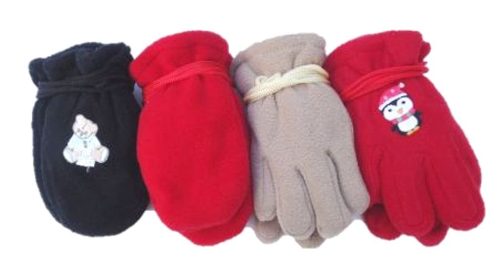 Four Pairs Fleece Very Warm Gloves and Mittens for Infants Ages 0-12 Months