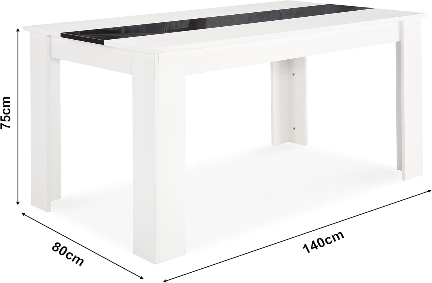 Dining Table and Chairs Set 6, Pu Leather Dining Room Chairs and 18mm Thick Table Top 140 x 80 cm Long Wooden Dining Table Set For Home Kitchen Furniture — view 4