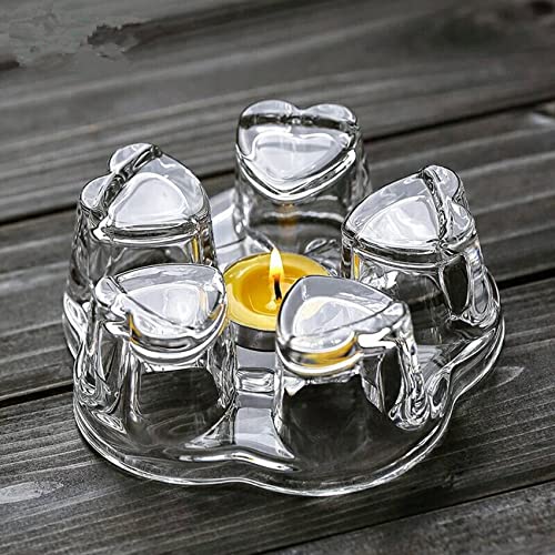 Tetera de vidrio transparente para sobremesas acogedoras con velas 5