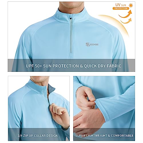 Men's UPF 50+ Rash Guard 1/4 Zip Stand Collar Swim Shirt Long Sleeve3