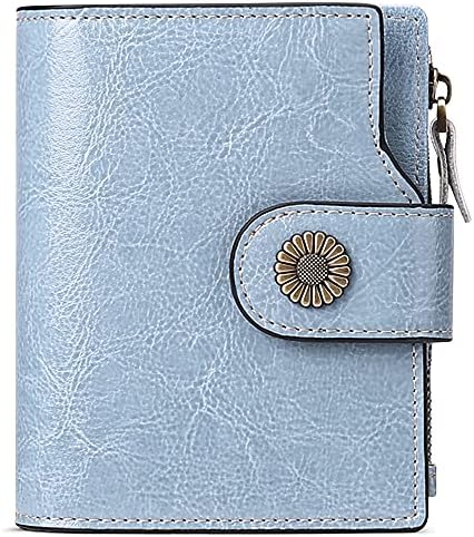 SENDEFN Small Women Wallet Genuine Leather RFID Blocking Bifold Small Purse with Zipper Pocket